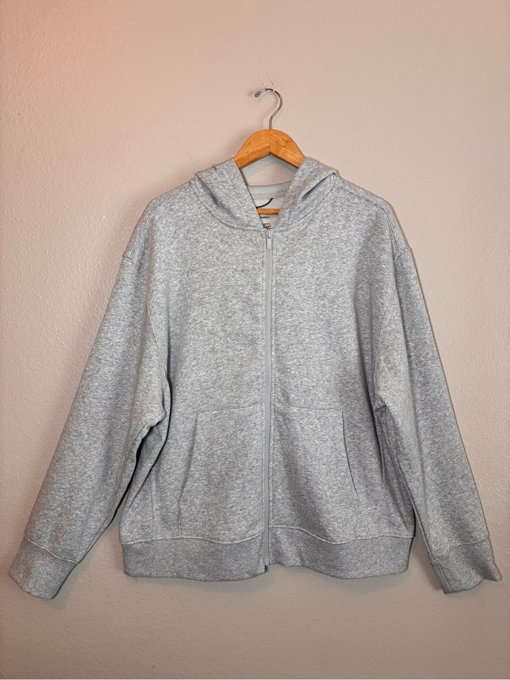 Men’s Grey Zip Up Hoodie NWT All in Motion SZ XL Virgin Cotton Blend Basic Layer